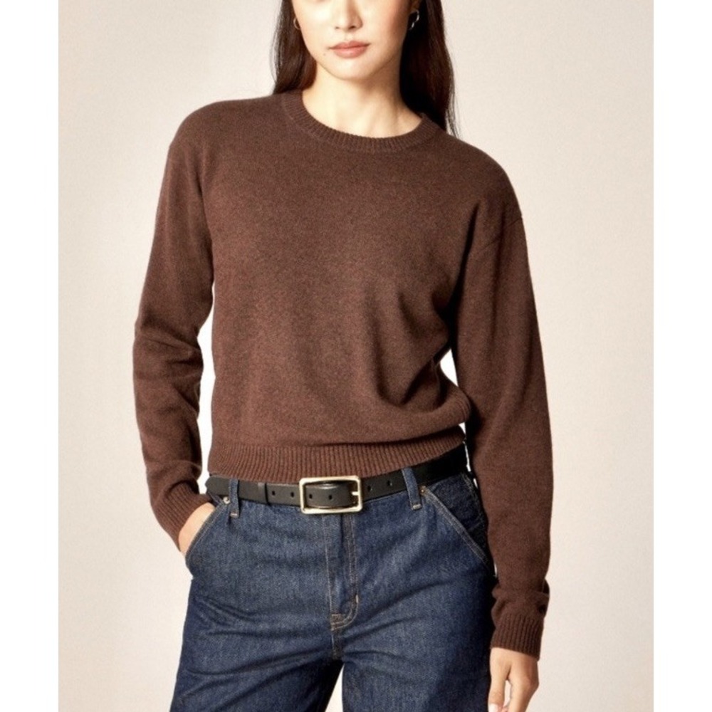 J.Crew Cashmere Classic-fit Crewneck Sweater in Brown Hazelnut Size Small